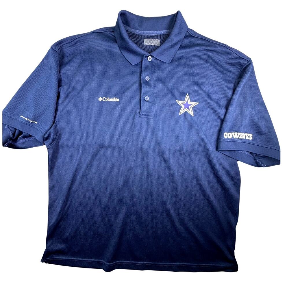 Columbia PFG Dallas Cowboys Polo Shirt XXL Navy Omni Shade Vented Golf Fishing